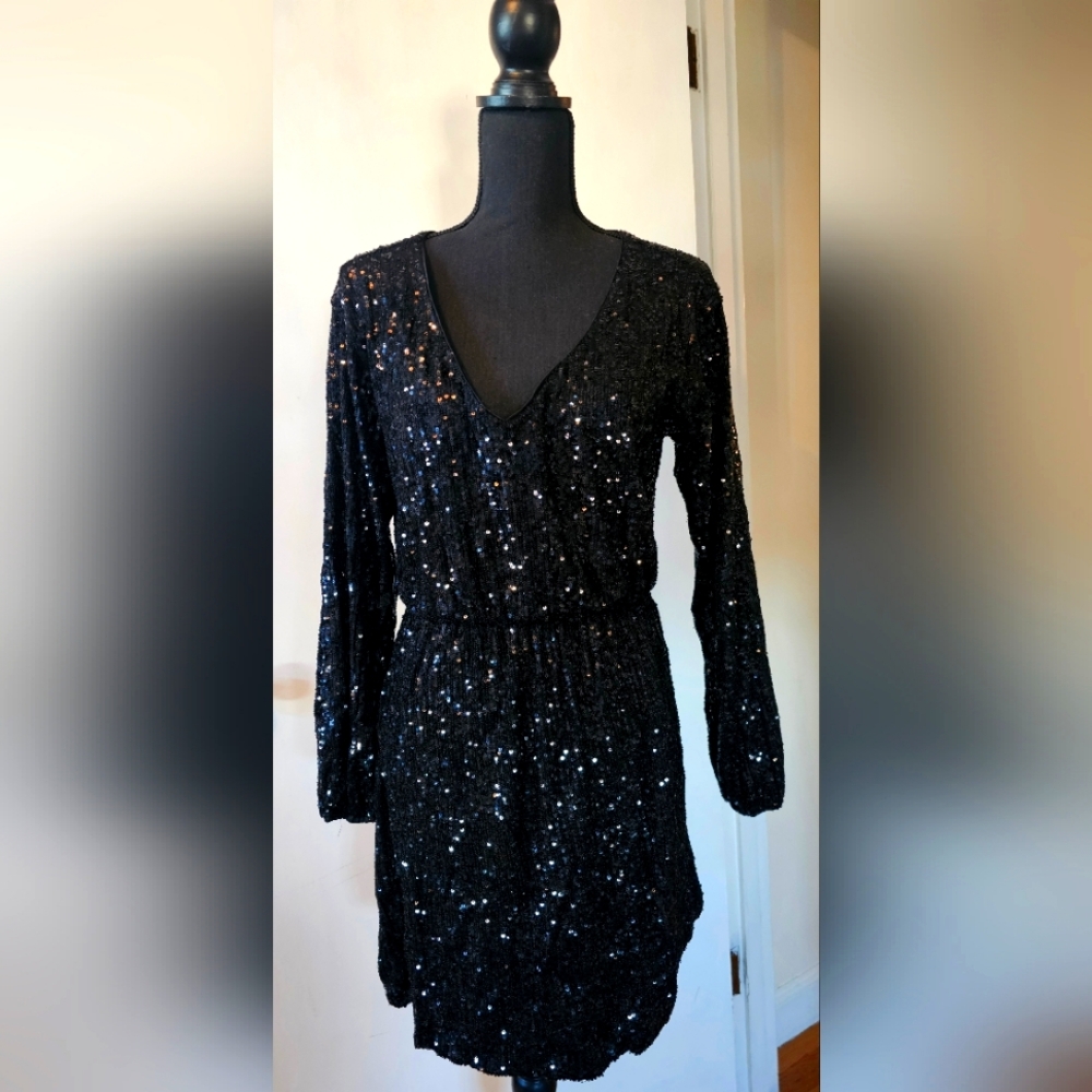 Never worn black sequin mini dress